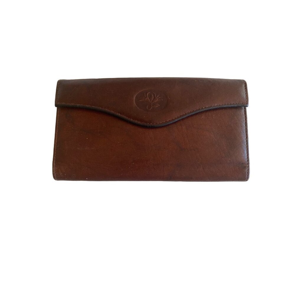 Buxton Brown Leather Wallet Floral Embossed